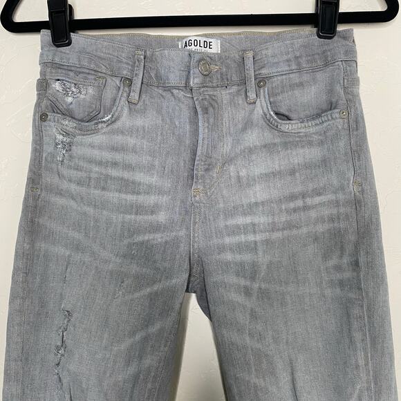AGOLDE Gray Sophie High Rise Crop Skinny in Portland Destructed Grunge Jeans 26 - Picture 2 of 10